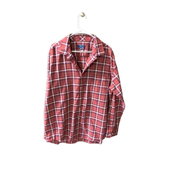 Cole Haan Mens Size XXL Grand Os Plaid Long Sleeve Shirt Button Up Top Red - Picture 1 of 4